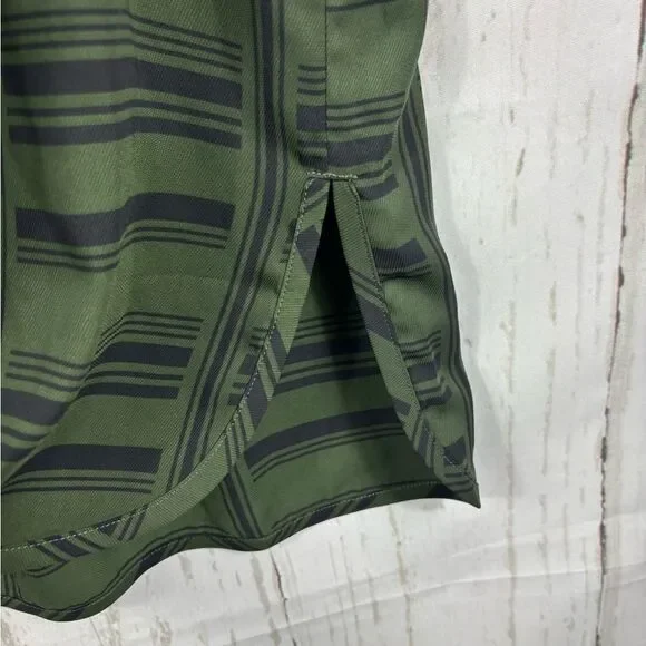 Ann Taylor Chic Green Striped Tunic Blouse with Hidden Button Placket - Picture 4 of 9